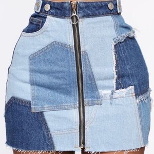 Fashion nova denim patchwork skirt